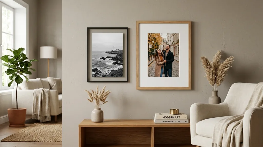 A 5x7 photo print displayed inside an 8x10 frame with a white mat board.