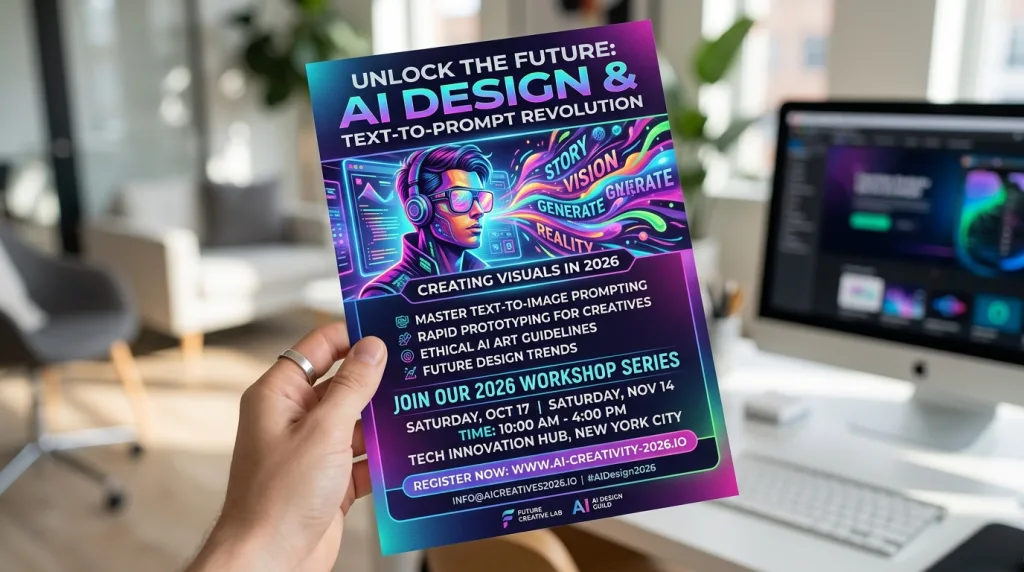 AI generated flyer design using text to image prompts in 2026