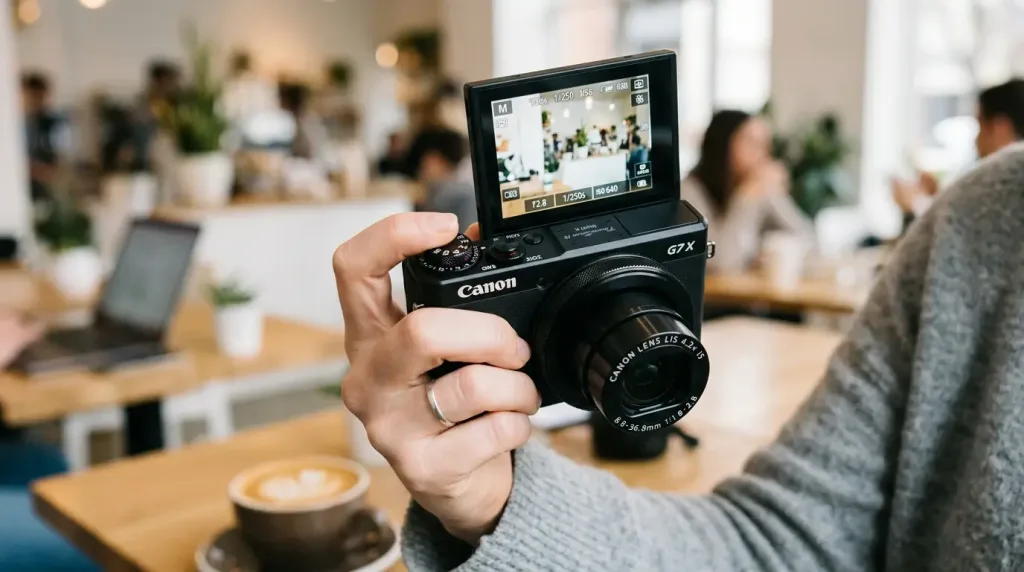 Canon PowerShot G7 X Mark III compact camera with tilting screen for enthusiast photographers.
