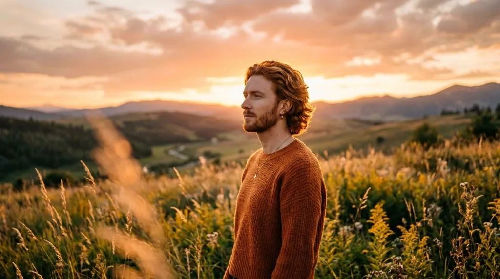 Cinematic portrait shot during golden hour highlighting natural soft directional lighting in photography