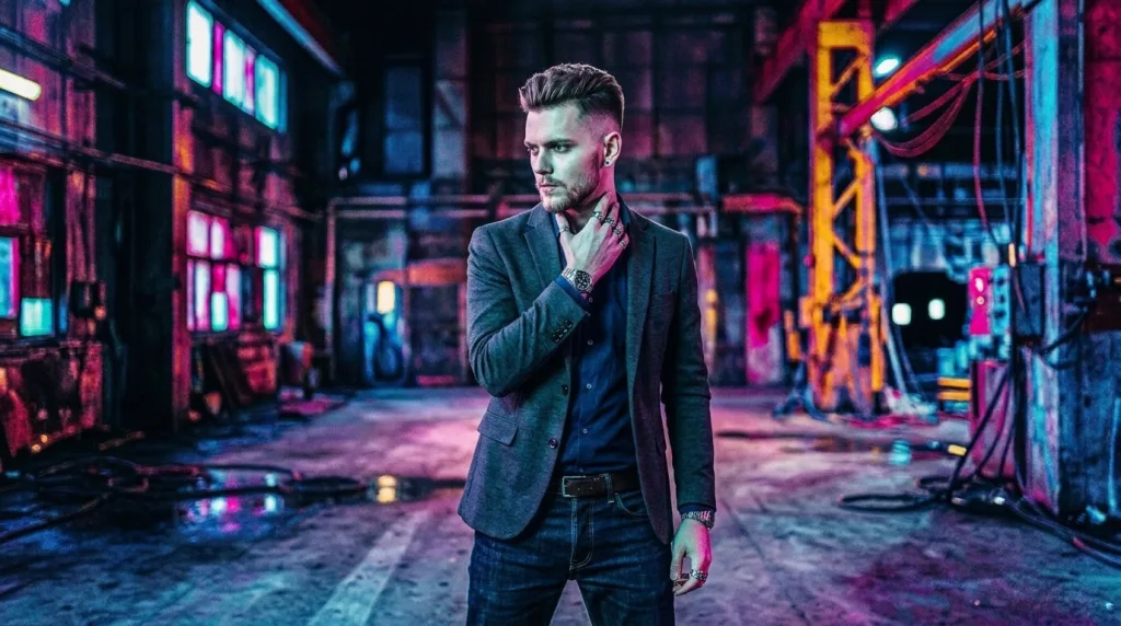 Cinematic portrait utilizing color inversion and Photoshop blend modes for a surreal creative effect