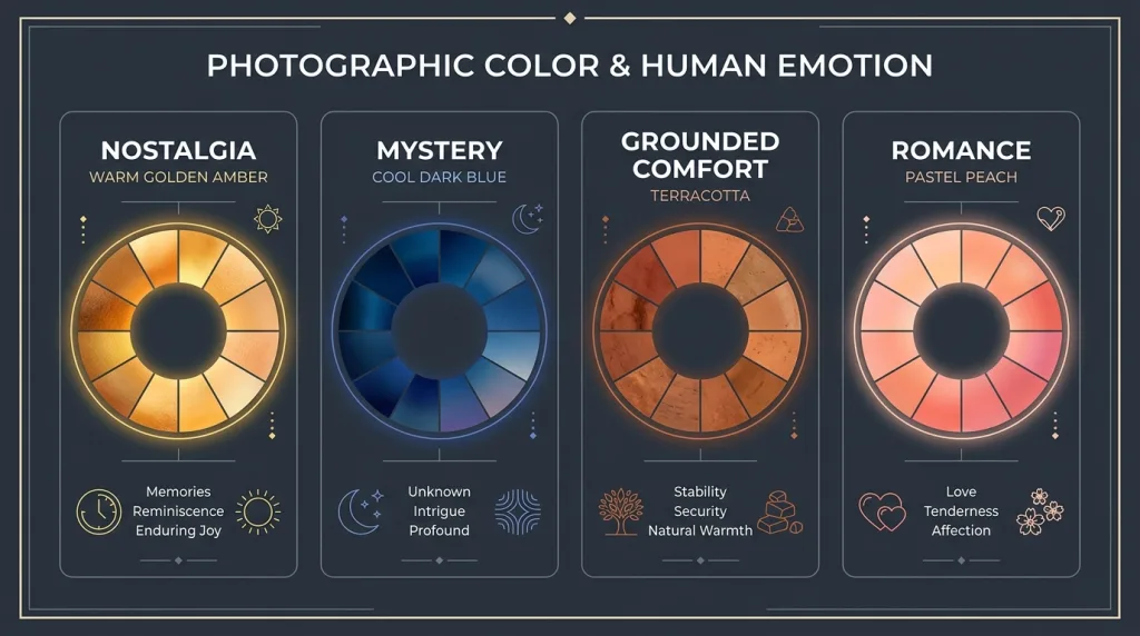 Color psychology chart mapping photography color palettes to visual moods