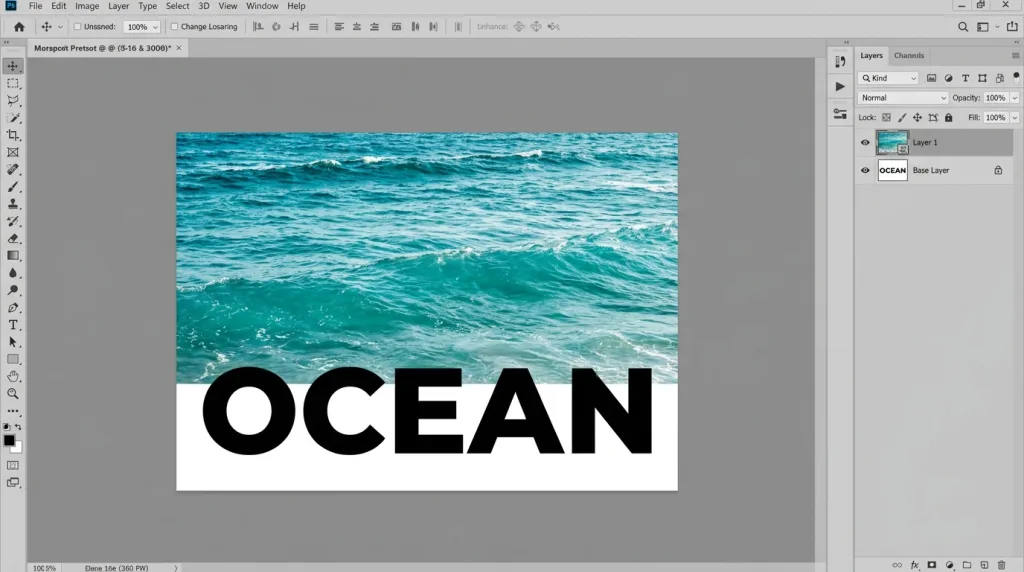 Creating a clipping mask in Photoshop to place a photo inside text
