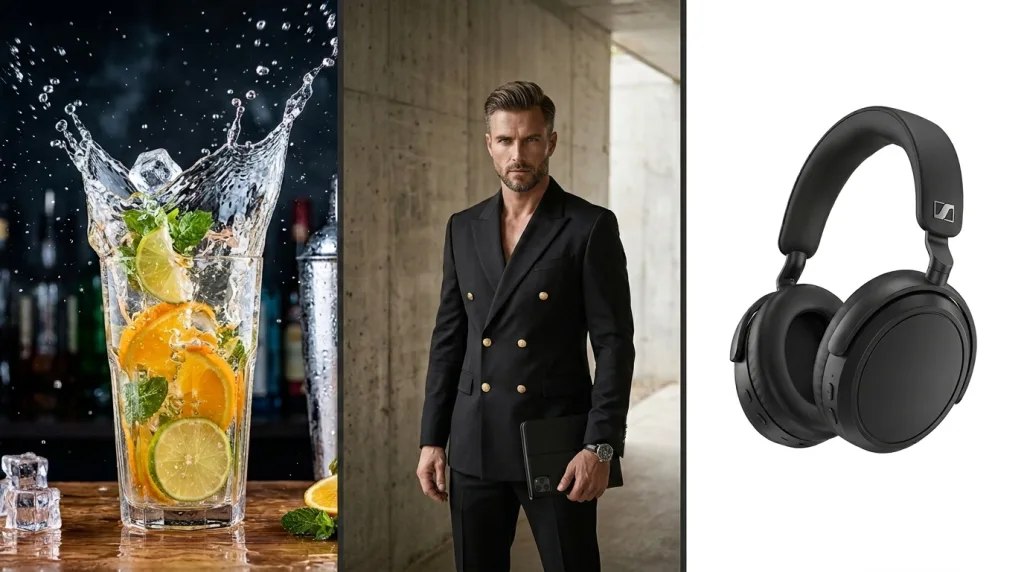 Examples of commercial photography niches including beverage, fashion, and e-commerce product shots.