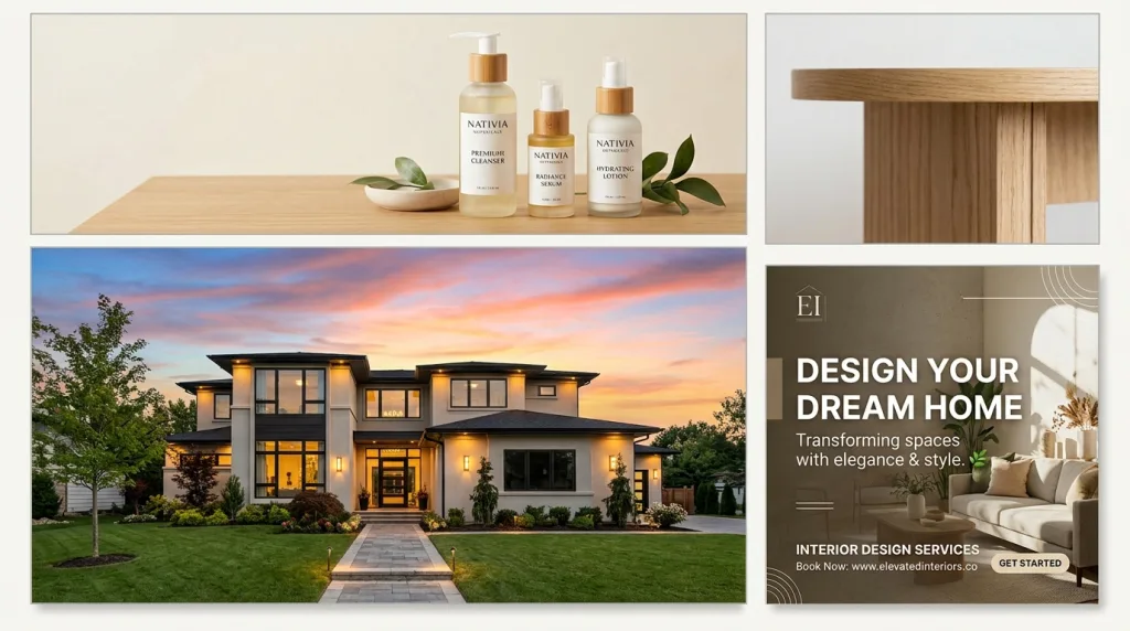 Examples of picture-in-picture composites for ecommerce and real estate