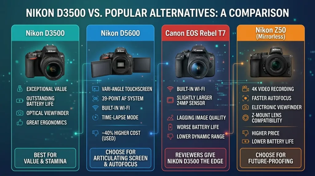 Nikon D3500 vs. Popular Alternatives