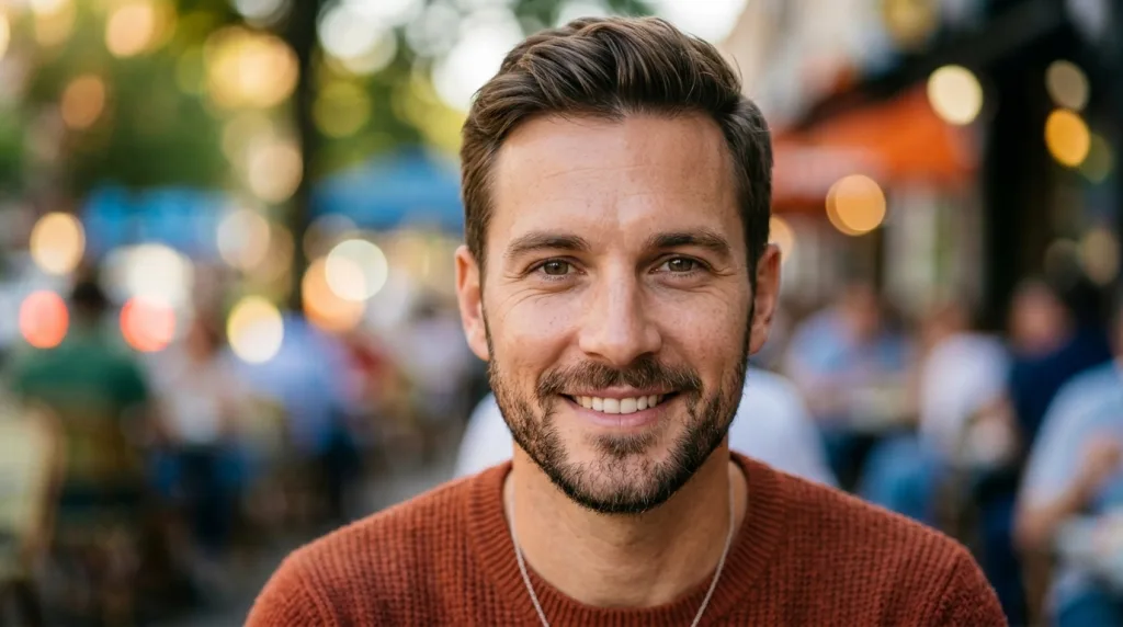 Professional portrait photography with sharp focus on the eyes and a blurred bokeh background.