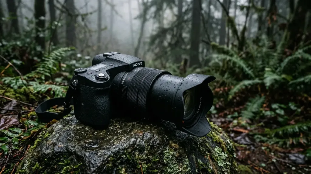 Sony RX10 IV bridge camera with long telephoto zoom lens for wildlife photography.