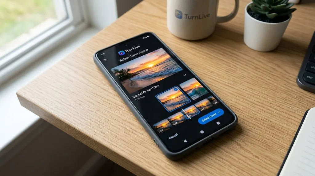 Setting up a dynamic video wallpaper using the Turn Live app on an Android device.