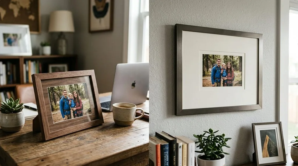 A 4x6 photo displayed in a standard desk frame and a matted wall frame.