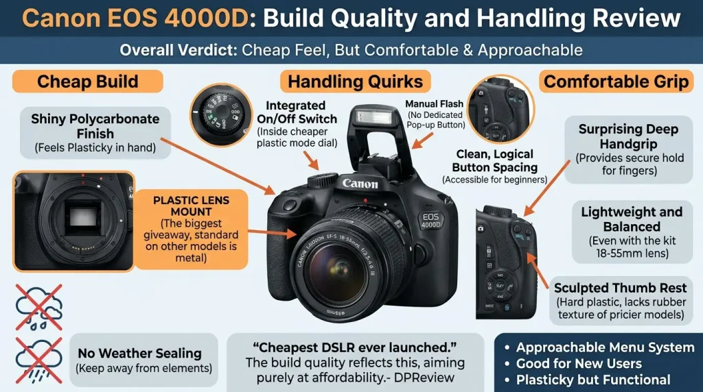 Canon EOS 4000D build quality and comfortable handling design