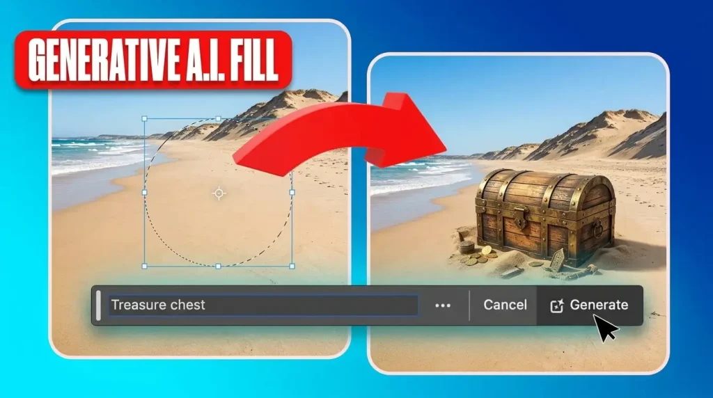 Adobe Photoshop 2026 Generative Fill AI replacing background elements