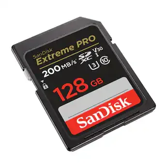 SanDisk Extreme PRO 128GB SDXC UHS-I memory card with 200 MB per second read speed